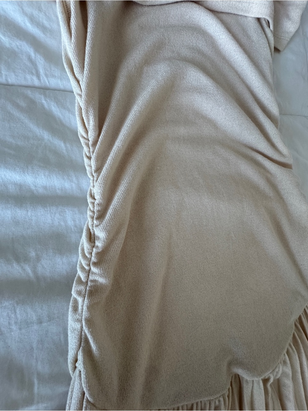 Lioness Field of Dreams Off Shoulder Ruched Maxi Dress Oatmeal Small - Picture 9 of 15